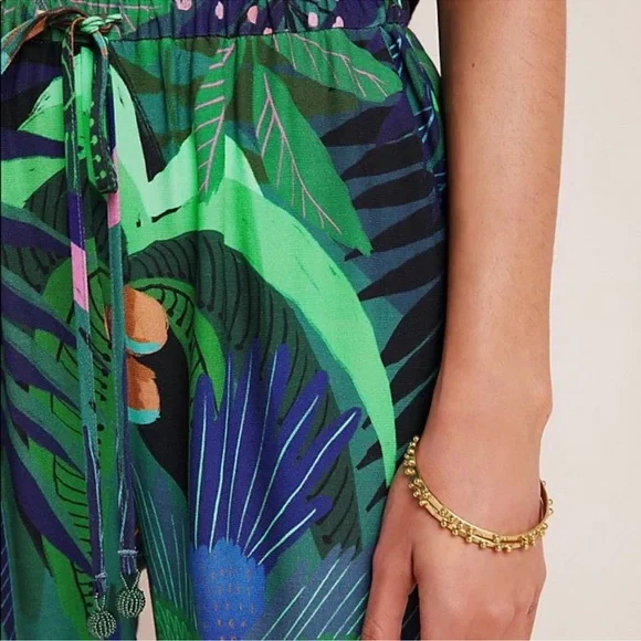 Farm Rio Anthropologie Tropique Tropical Bird Printed Elastic Waist Pants - Picture 2 of 14